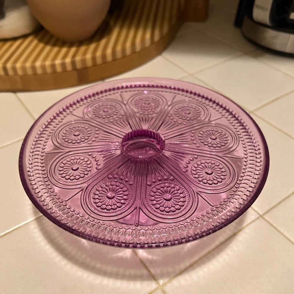 Purple glass dessert/cake stand
